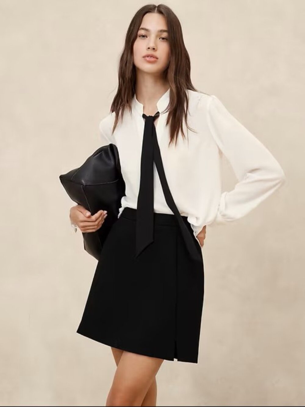 Banana Republic tie-front georgette blouse in white / snow day XXL